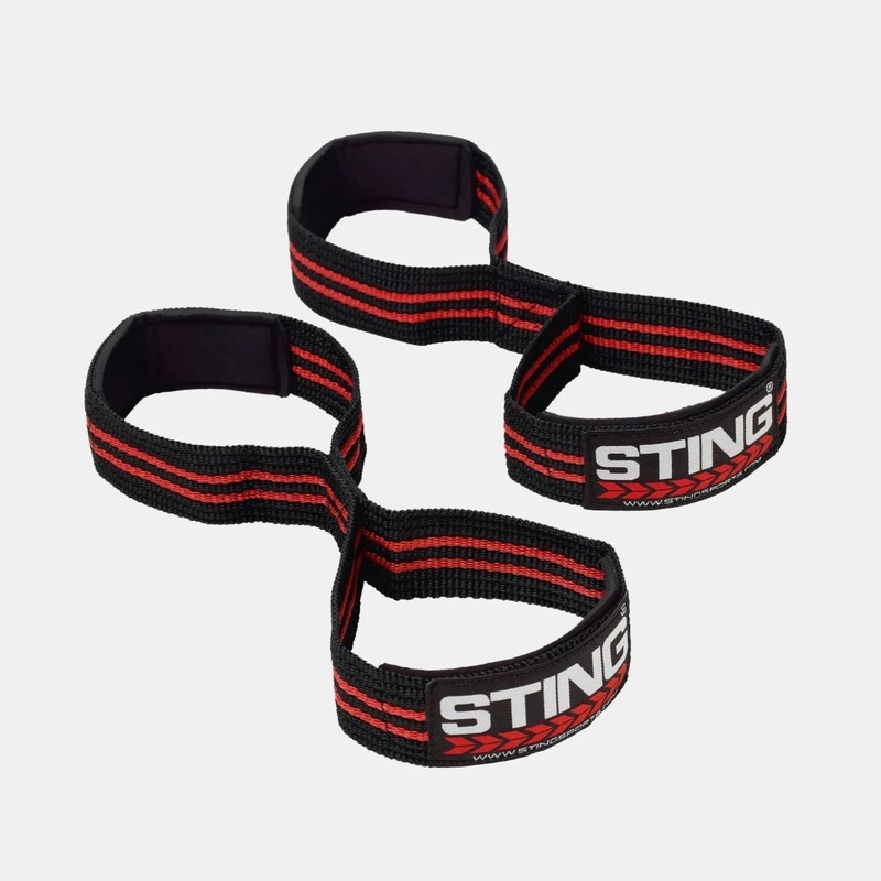 STING HD Figure 8 Weight Lifting Straps - Black/Red