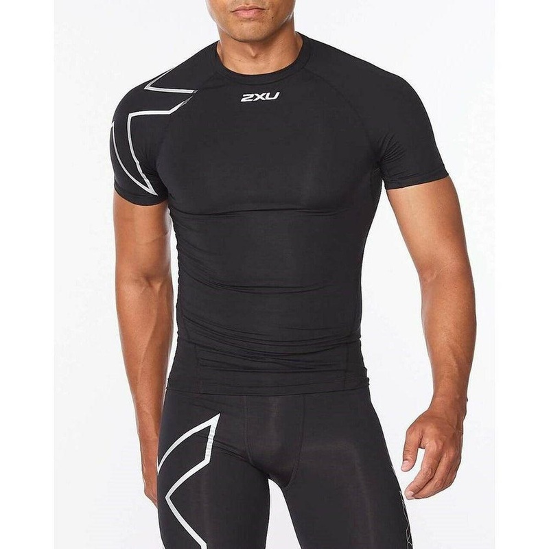 2XU Men's Core Compression Short Sleeve - Black/Black Reflective