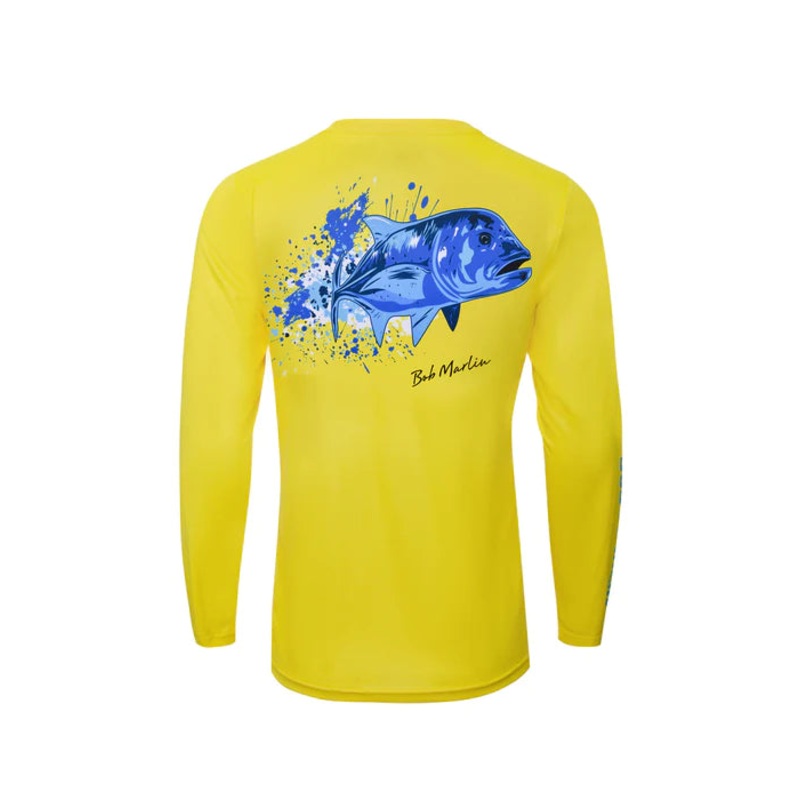 BOB MARLIN GEAR Men's Performance Shirt Ocean Marlin - Yellow