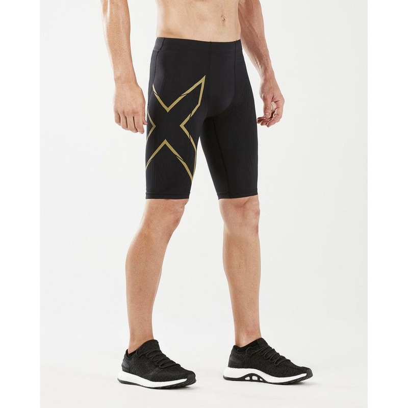2XU Men's Light Speed Compression Shorts with MCS Technology Extra Large - Black/Gold Reflective