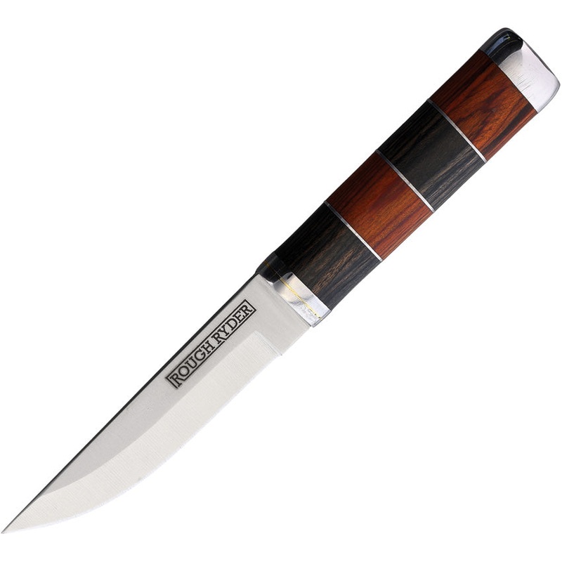 Rough Ryder Fixed Blade Knife Brown/Black Pakkawood Stainless Clip Point 2457