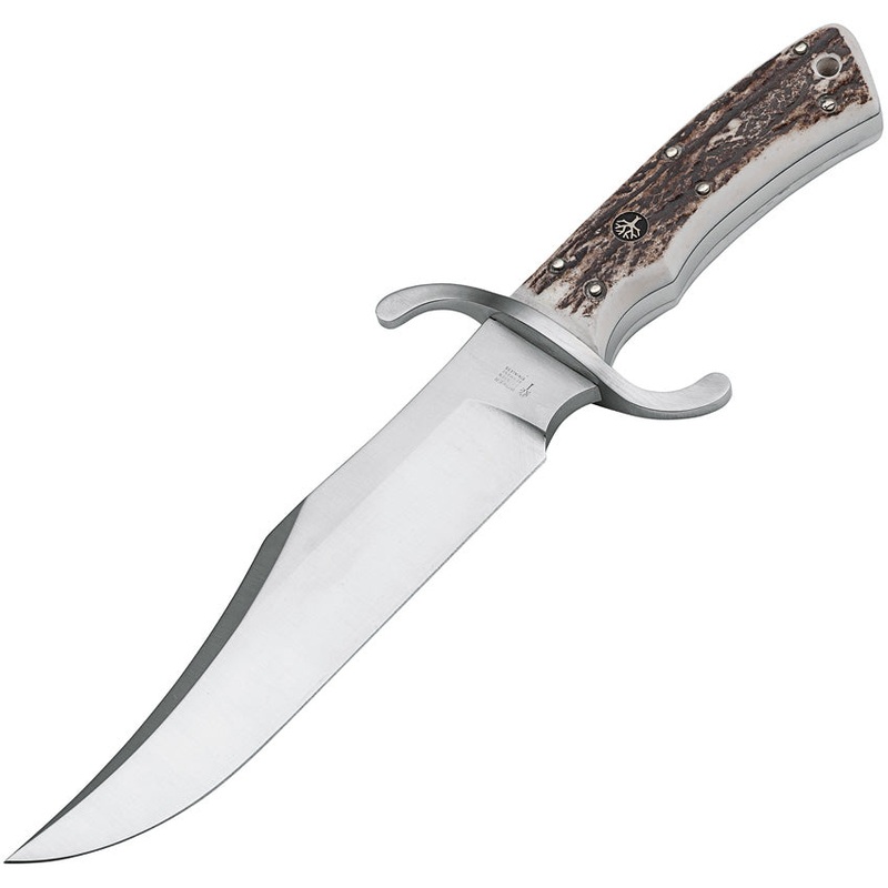 Boker Bowie Fixed Blade Knife Stag Bohler N690 Stainless w/ Belt Sheath 121547HH
