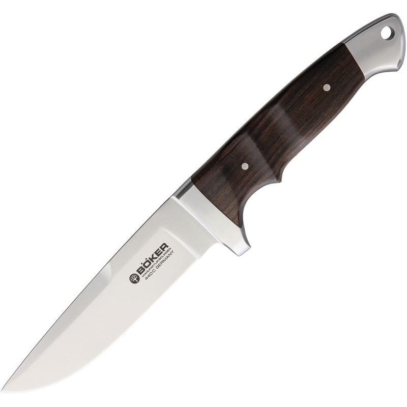 Boker Integral Fixed Blade Knife Grenadill Wood Stainless w/ Belt Sheath 121587