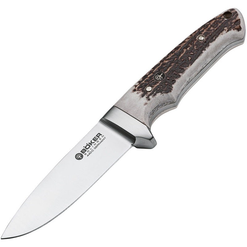 Boker Integral II Fixed Blade Knife Stag 440C Stainless w/ Belt Sheath 123541