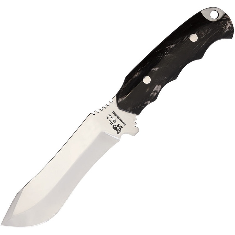 Hen & Rooster Fixed Blade Knife Black Buffalo Horn Stainless Cleaver 5003BH