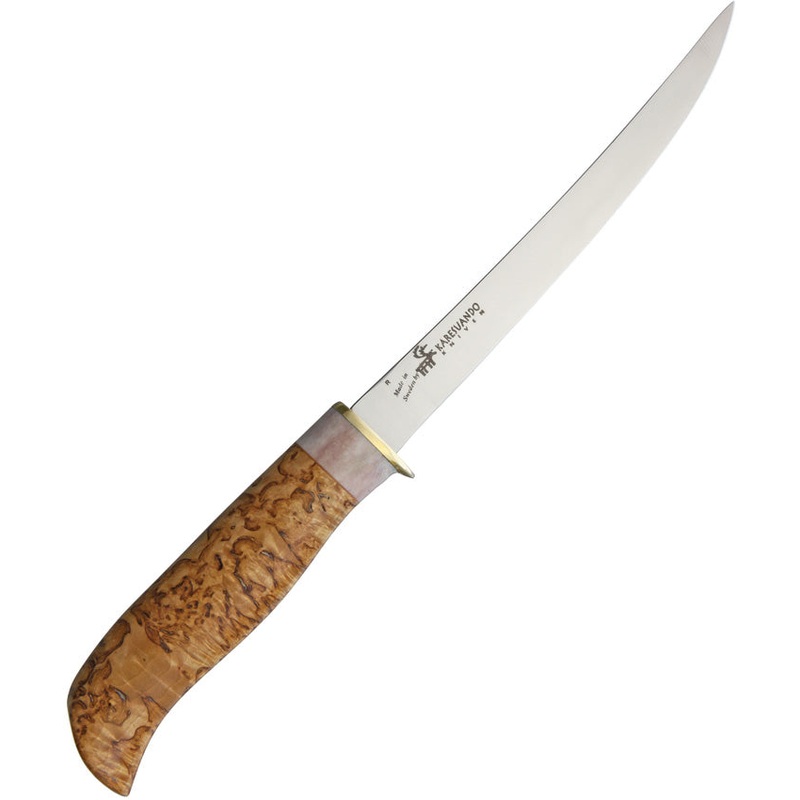 Karesuando Kniven Laxen Birch & Reindeer Antler Fixed Fillet 12C27 Knife 3522