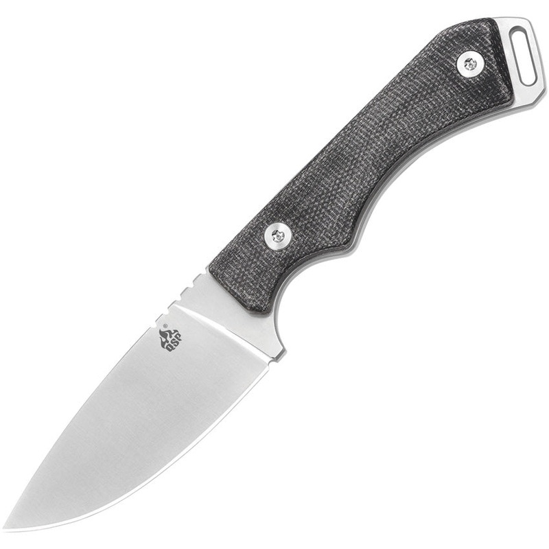 QSP Knife Workaholic Fixed Blade Knife Black Micarta Bohler N690 w/ Sheath 124B