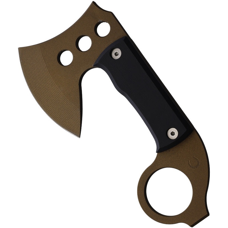 Red Horse Knife Works Karamahawk Bronze & Black G10 D2 Steel Blade w/ Sheath 028
