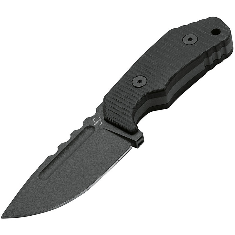 Boker Plus Little Dvalin Fixed Blade Knife Black G10 D2 Steel Clip Point 02BO033