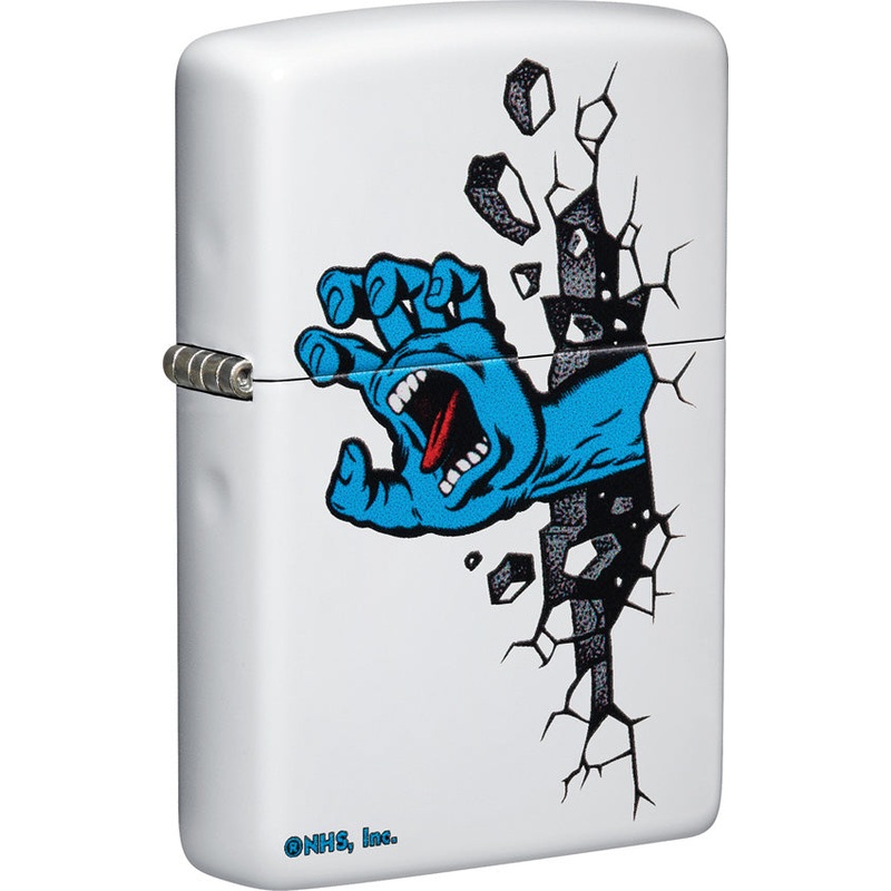 Zippo Santa Cruz Skateboards Hand Design White Matte USA Made Lighter 70484