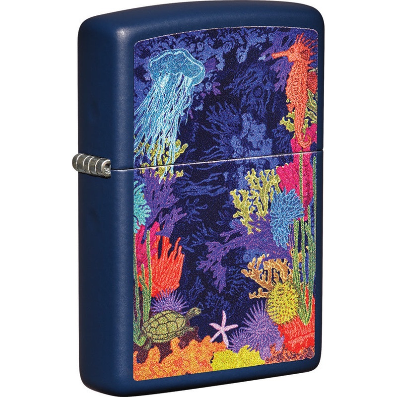 Zippo Sea Life Design Navy Matte 2.25" Pocket Lighter Windproof 19871