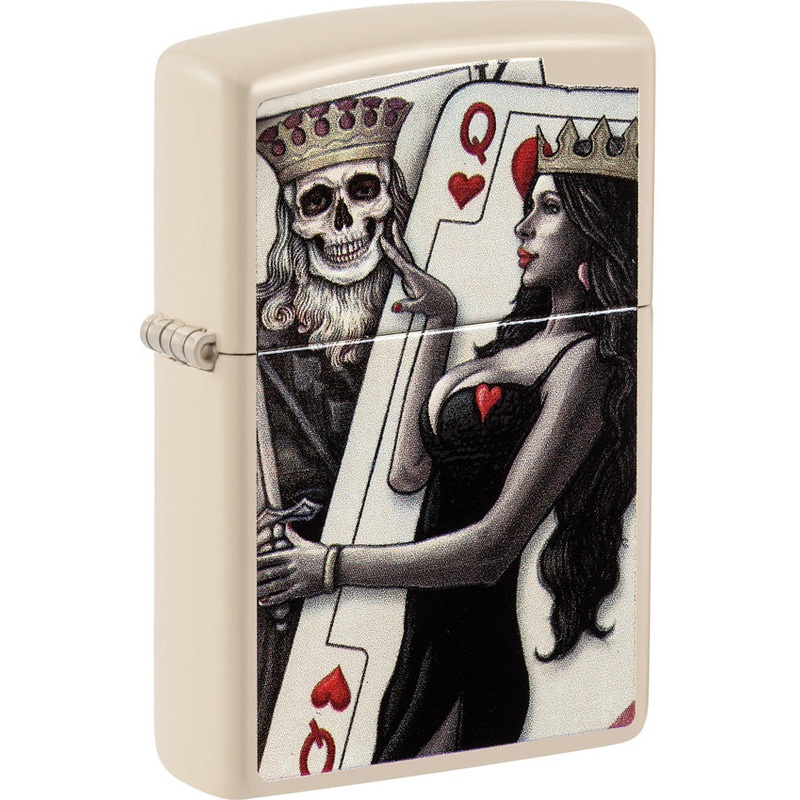 Zippo Skull King Queen Design Cream Matte 2.25" Pocket Lighter Windproof 23705