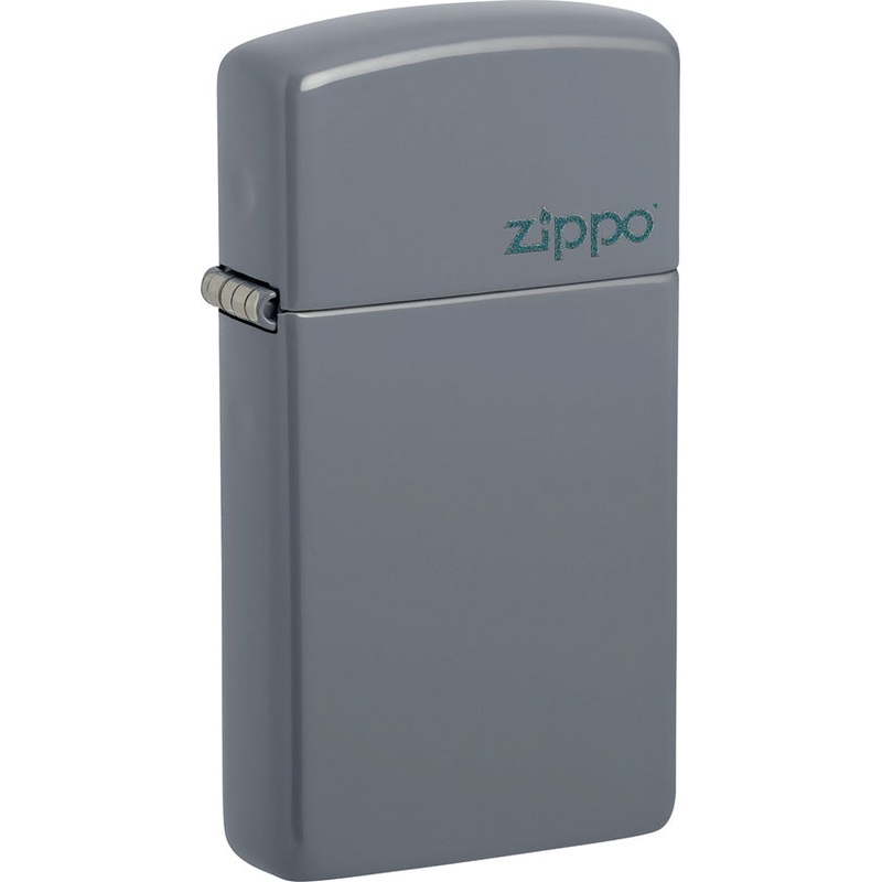 Zippo Slim Logo Design Flat Gray 2.38" Pocket Lighter Windproof 71885