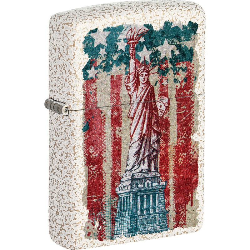 Zippo Statue Of Liberty White Mercury Glass Pocket Lighter Windproof 71865