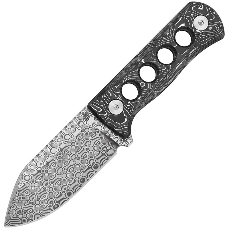 QSP Knife Canary Fixed Blade Neck Knife Aluminum Foil Carbon Fiber Damascus 141E