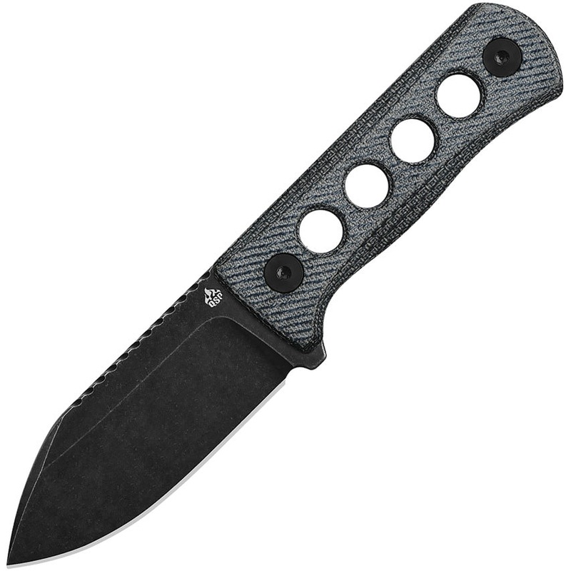 QSP Knife Canary Fixed Blade Neck Knife Denim Micarta 14C28N w/ Sheath 141D2
