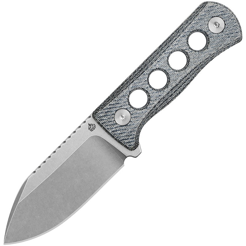 QSP Knife Canary Fixed Blade Neck Knife Denim Micarta Stonewash 14C28N 141D1