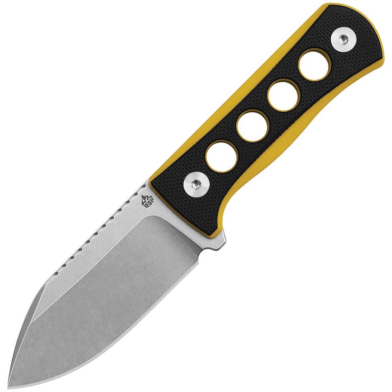 QSP Knife Canary Fixed Blade Neck Knife Yellow & Black Stonewash 14C28N 141A1