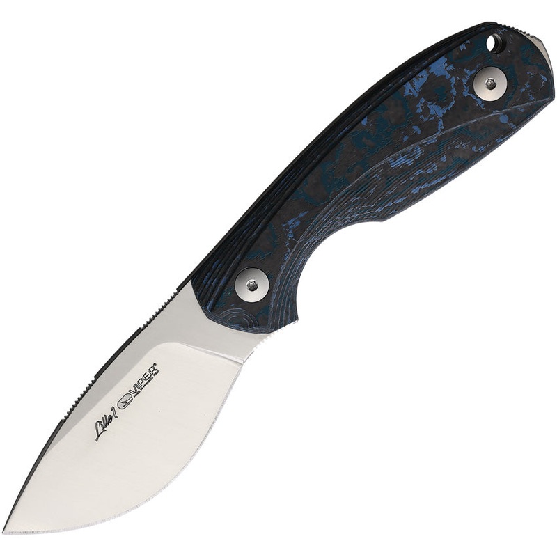 Viper Lille 1 Black & Blue Carbon Fiber ELMAX Drop Pt Fixed Blade Knife 4022FCA