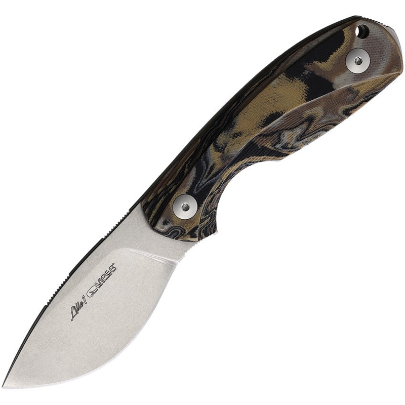 Viper Lille 1 Camoflauge Burl G10 ELMAX Steel Drop Pt Fixed Blade Knife 4022GBU