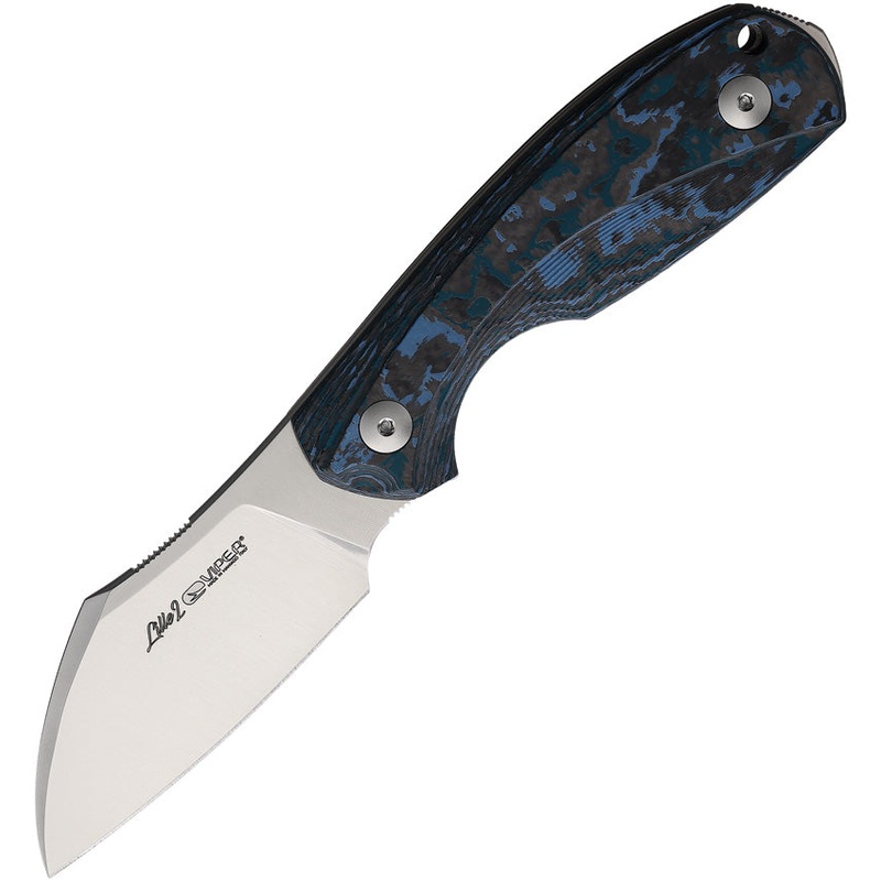 Viper Lille 2 Blk & Blue Carbon Fiber ELMAX Sheepsfoot Fixed Blade Knife 4024FCA
