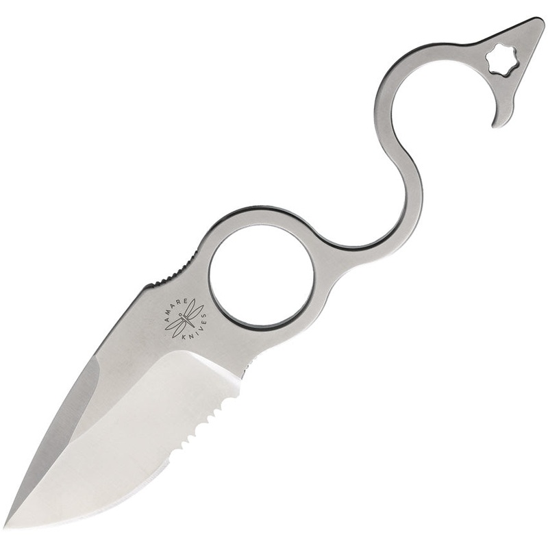 Amare 6 Finger 2.0 Stainless D2 Steel Spear Pt Serrated Fixed Blade Knife 202105   - On Sale