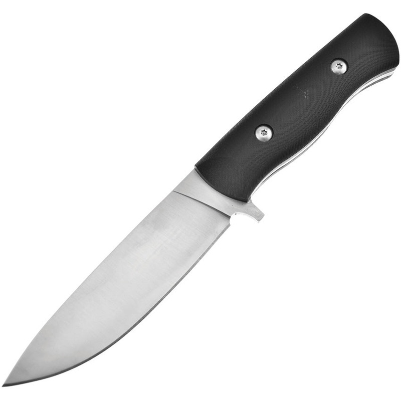 Hen & Rooster Black G10 Stainless Drop Pt Fixed Blade Knife w/ Belt Sheath 001