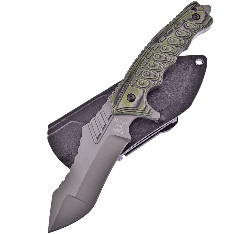 Hen & Rooster Black & Green G10 Stainless Fixed Blade Knife w/ Belt Sheath 007