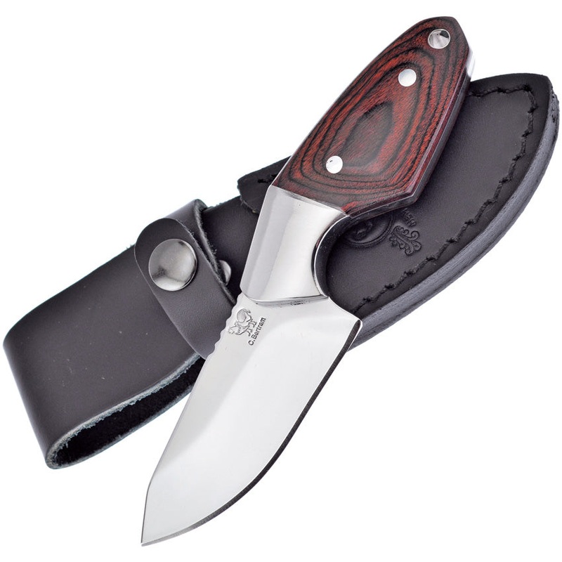 Hen & Rooster Brown Pakkawood Stainless Fixed Blade Knife w/ Belt Sheath 013PW