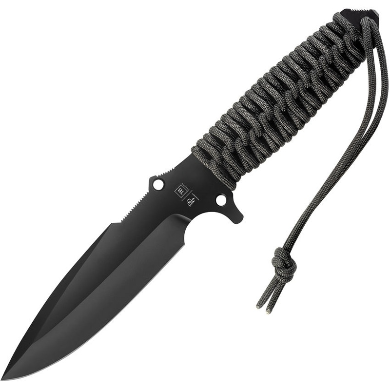 TB Outdoor Survival Black Wrapped MOX Drop Point Fixed Blade Knife w/ Sheath 031