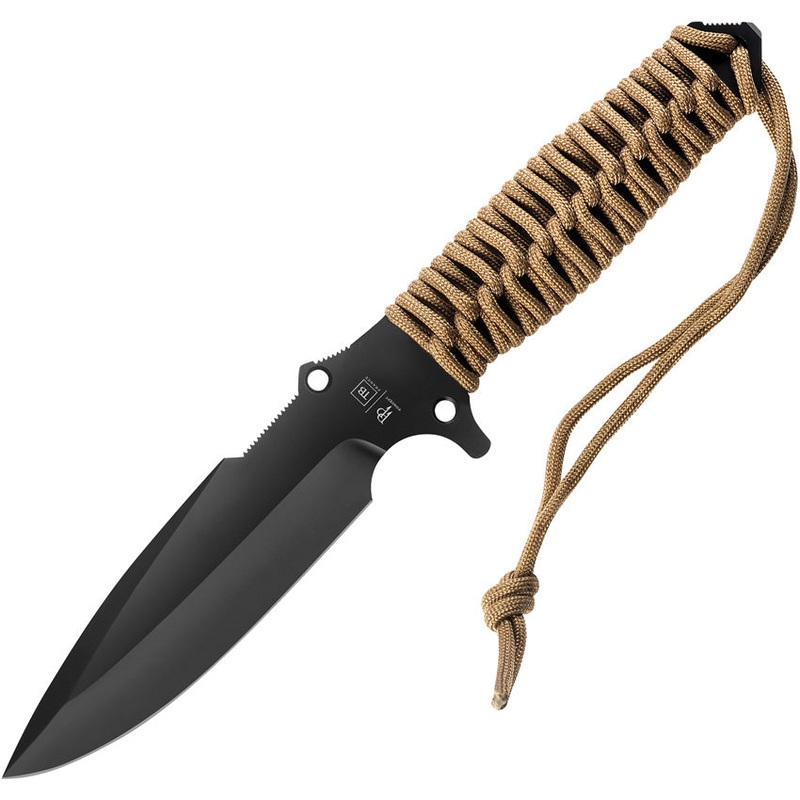 TB Outdoor Survival Coyote Brown Wrapped MOX Drop Point Fixed Blade Knife 032