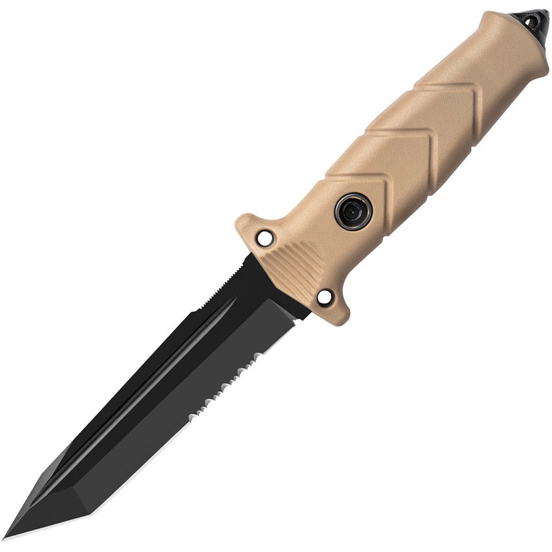 TB Outdoor Vengeur Survival Coyote Tan Serrated Nitrox Fixed Blade Knife 100