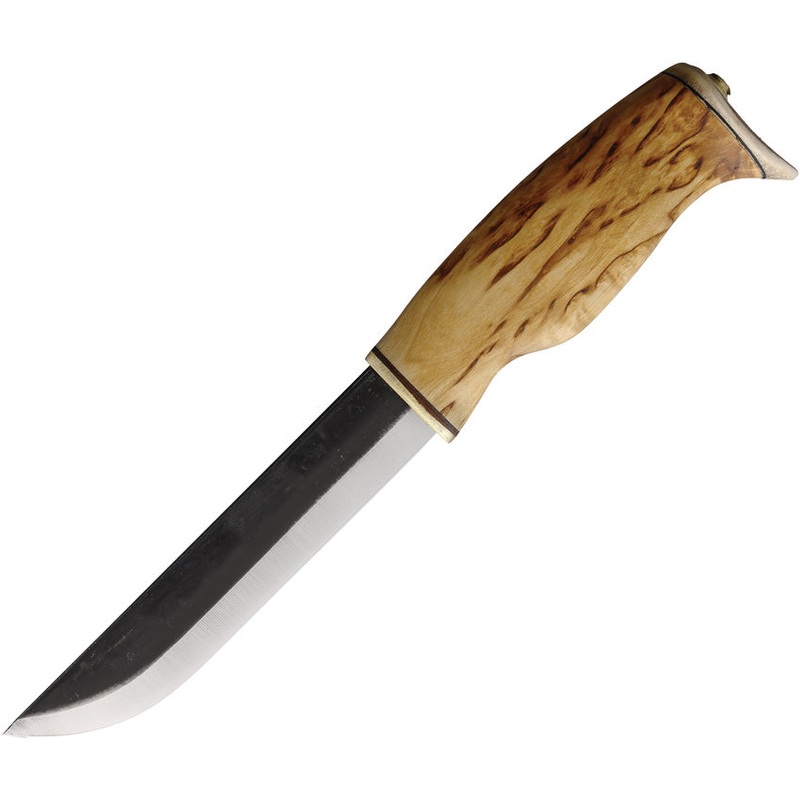 Wood Jewel Bearleuku Curly Birch Carbon Steel Fixed Blade Knife w/ Sheath 23KL