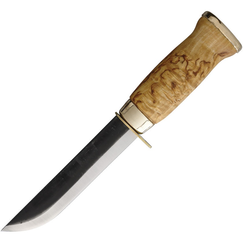 Wood Jewel Bearleuku Curly Birch Carbon Steel Fixed Blade Knife w/ Sheath 23KLSS
