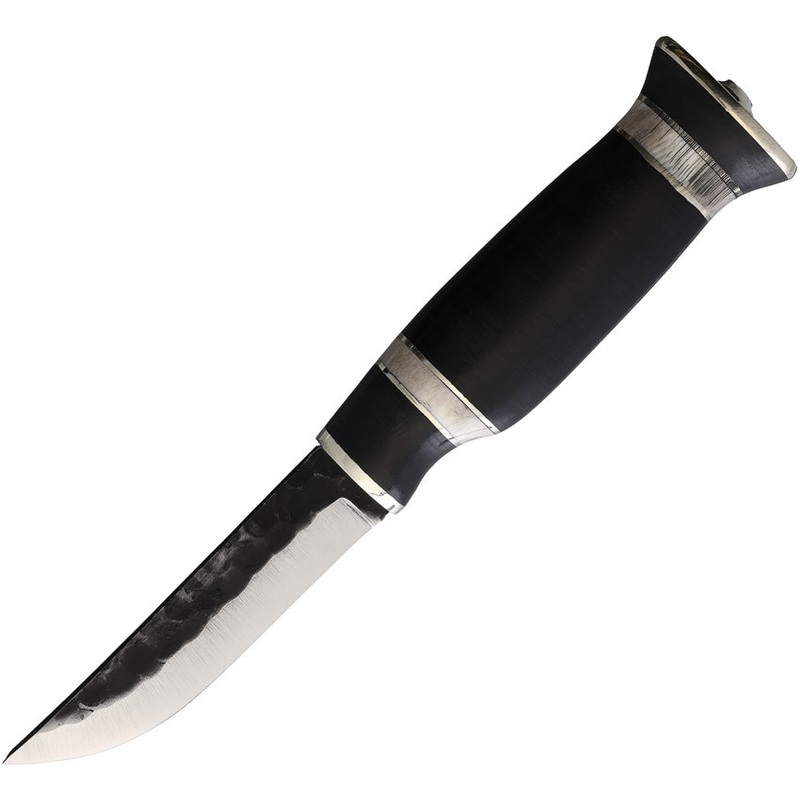 Wood Jewel Black Stacked Leather Carbon Steel Fixed Blade Knife w/ Sheath 23NP   - On Sale