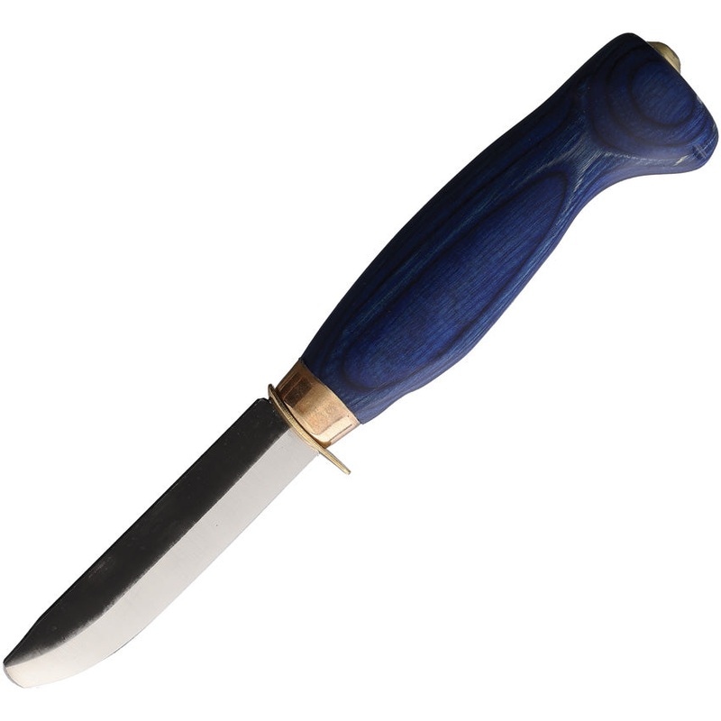 Wood Jewel Child's First Blue Plywood Carbon Steel Blunt Fixed Blade Knife 23PBL   - On Sale