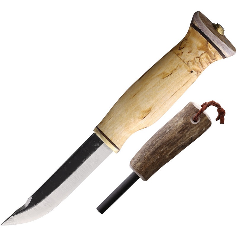 Wood Jewel Combo Birch Wood Carbon Steel Fixed Blade Knife w/ Fire Starter 23JVS
