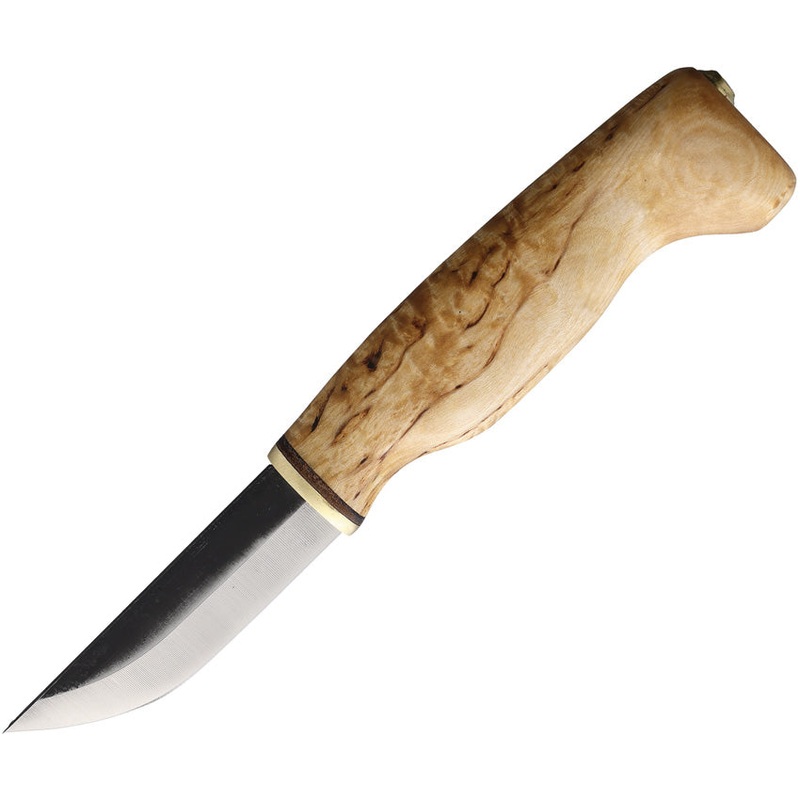 Wood Jewel Curly Birch Wood Carbon Steel Fixed Blade Knife w/ Belt Sheath 23VISA