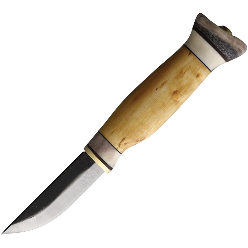 Wood Jewel Curly Birch Wood Carbon Steel Fixed Blade Knife w/ Belt Sheath 23VV- On Sale