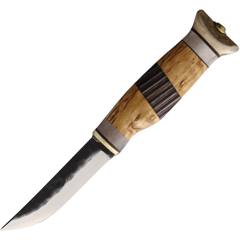 Wood Jewel Kaukozebra Curly Birch Wood Carbon Steel Fixed Blade Knife 23KRZ   - On Sale