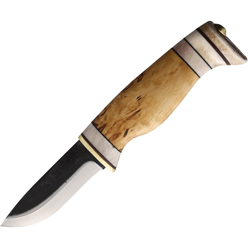 Wood Jewel Lapland Curly Birch Carbon Steel Fixed Blade Knife w/ Sheath 23LP
