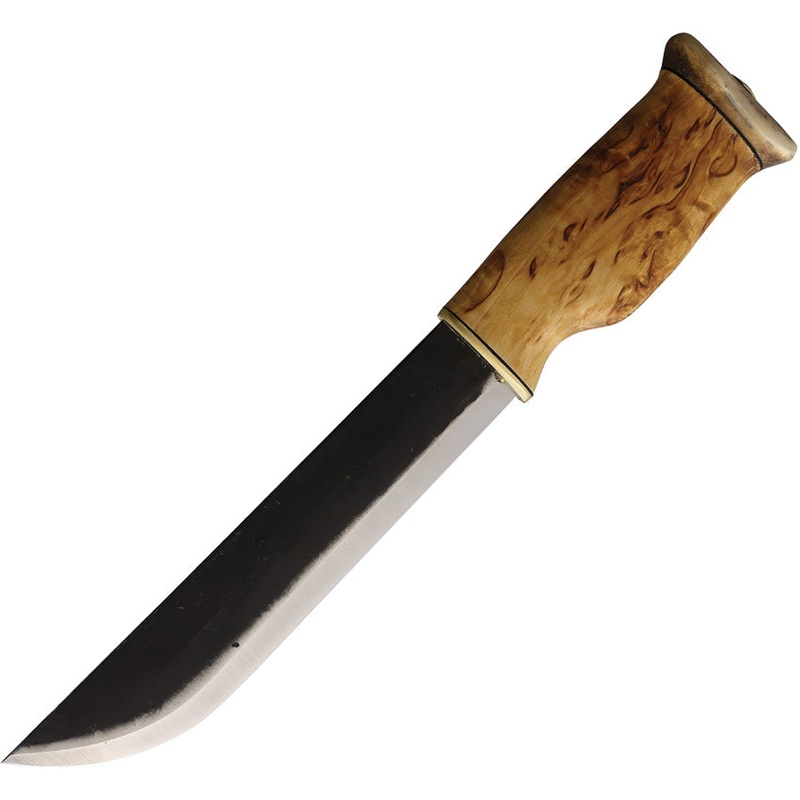 Wood Jewel Leuku Bowie Curly Birch Wood Carbon Steel Fixed Blade Knife 23LE