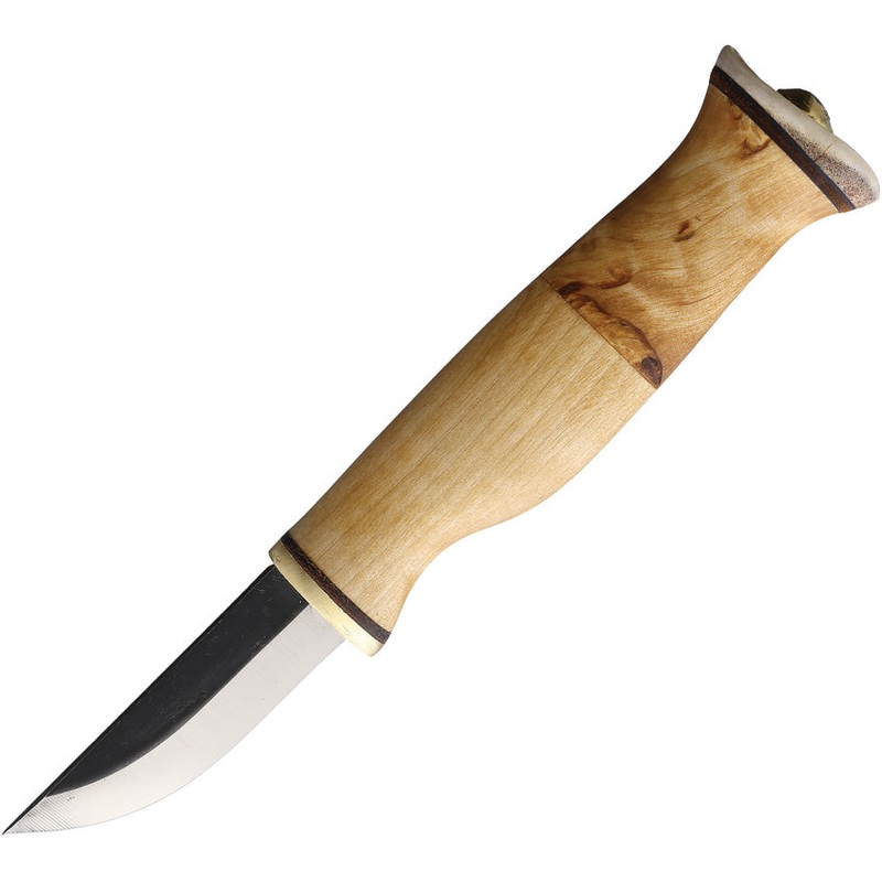 Wood Jewel Little Curly Birch Carbon Steel Fixed Blade Knife w/ Sheath 23VSP