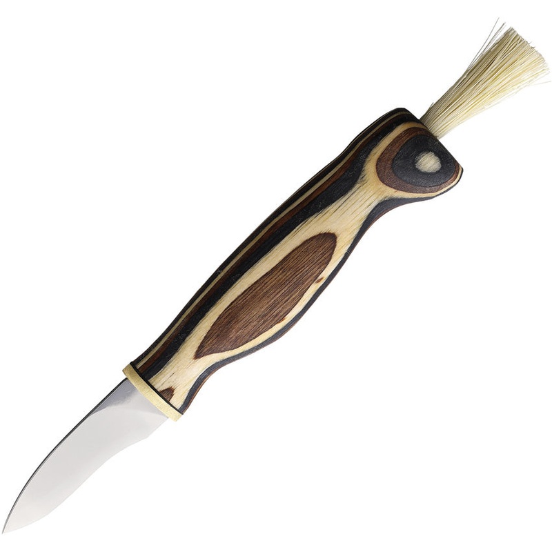 Wood Jewel Mushroom Zebra Wood Stainless Fixed Blade Knife w/ Belt Sheath 92Z