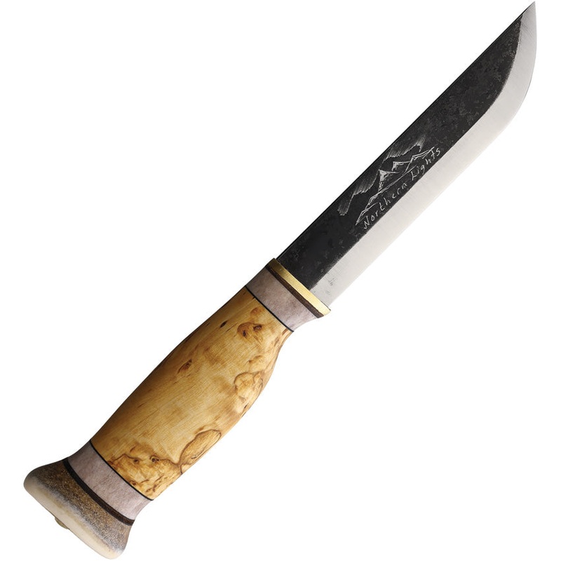 Wood Jewel Northern Lights Curly Birch Wood Carbon Steel Fixed Blade Knife 23NL