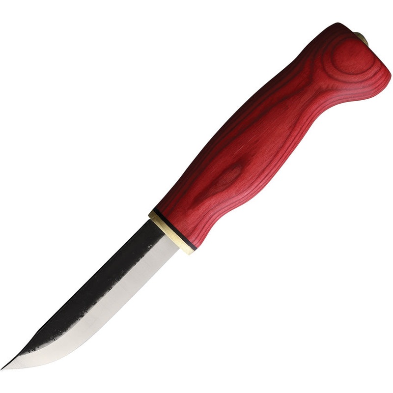 Wood Jewel Red Plywood Carbon Steel Fixed Blade Knife w/ Leather Sheath 23RED   - On Sale