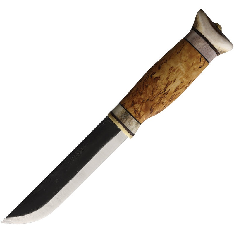 Wood Jewel Reindeer Herder's Curly Birch Carbon Steel Fixed Blade Knife 23PM