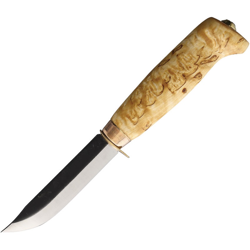 Wood Jewel Scout Curly Birch Wood Carbon Steel Fixed Blade Knife w/ Sheath 23PP