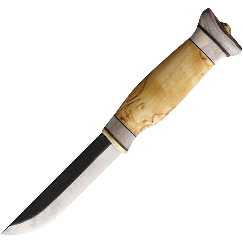 Wood Jewel Vuolu 10 Curly Birch Carbon Steel Fixed Blade Knife w/ Sheath 23V10