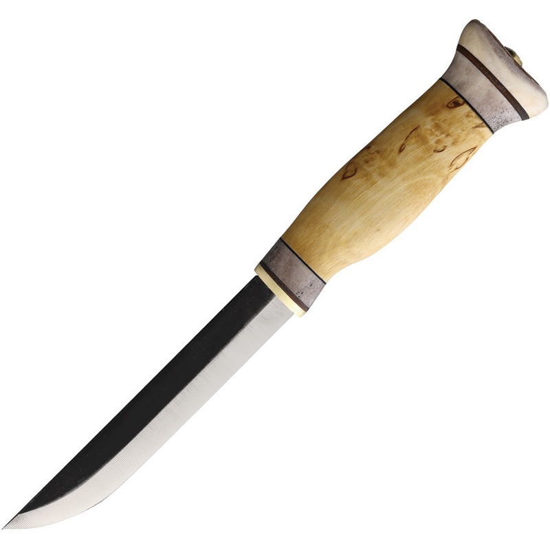 Wood Jewel Vuolu 13 Curly Birch Carbon Steel Fixed Blade Knife w/ Sheath 23V13